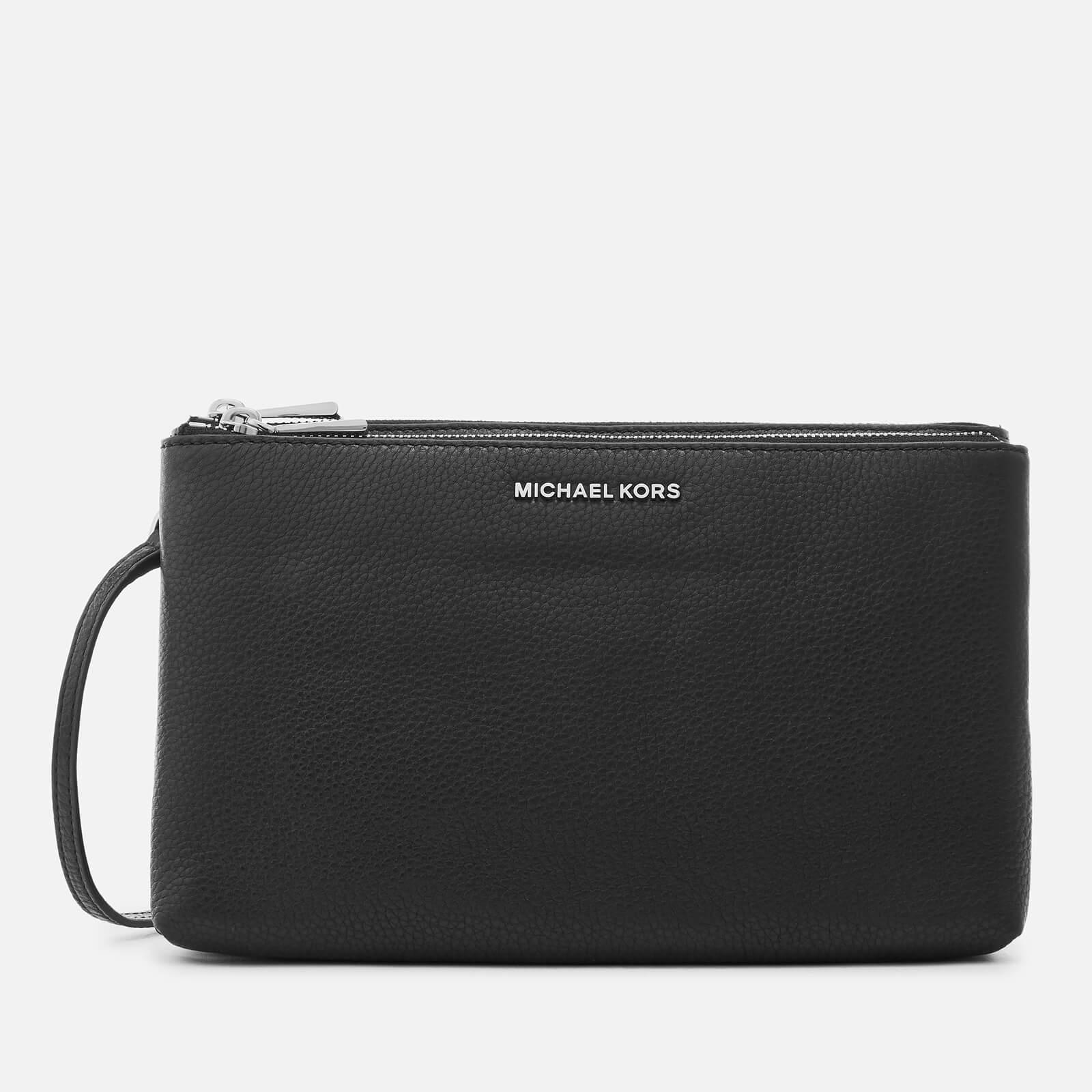 Michael Adele Leather Double Zip Crossbody Bag Black | Lyst