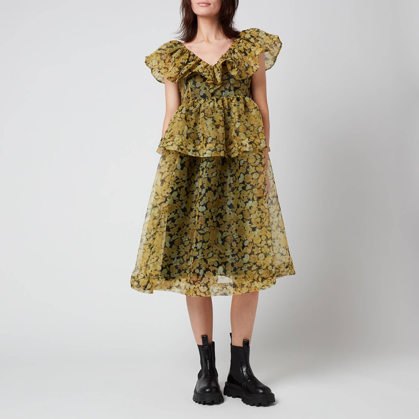 GANNI Polka-Dot Print Tiered Midi Dress | Harrods US