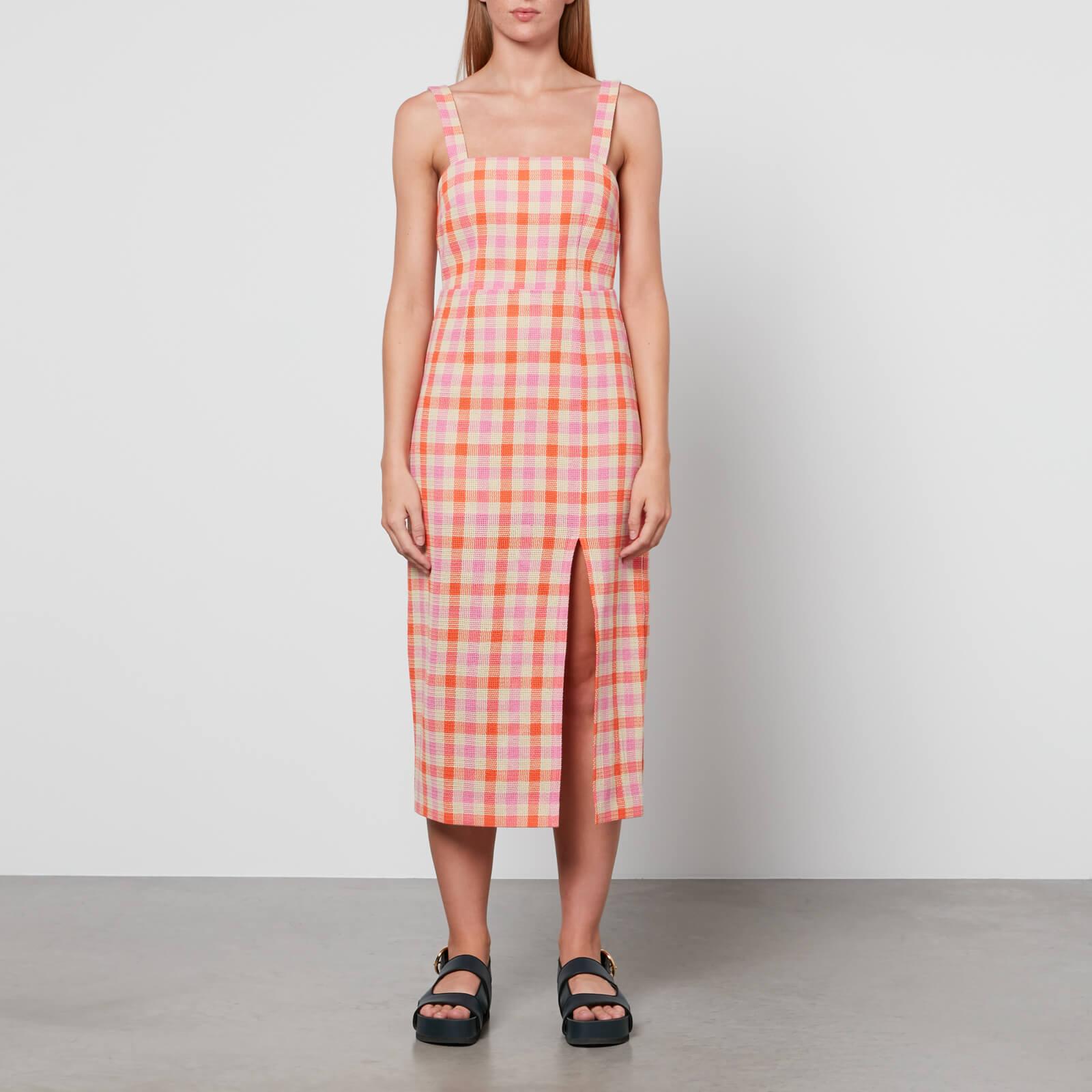Kitri Mara Orange And Pink Check Midi Dress Lyst