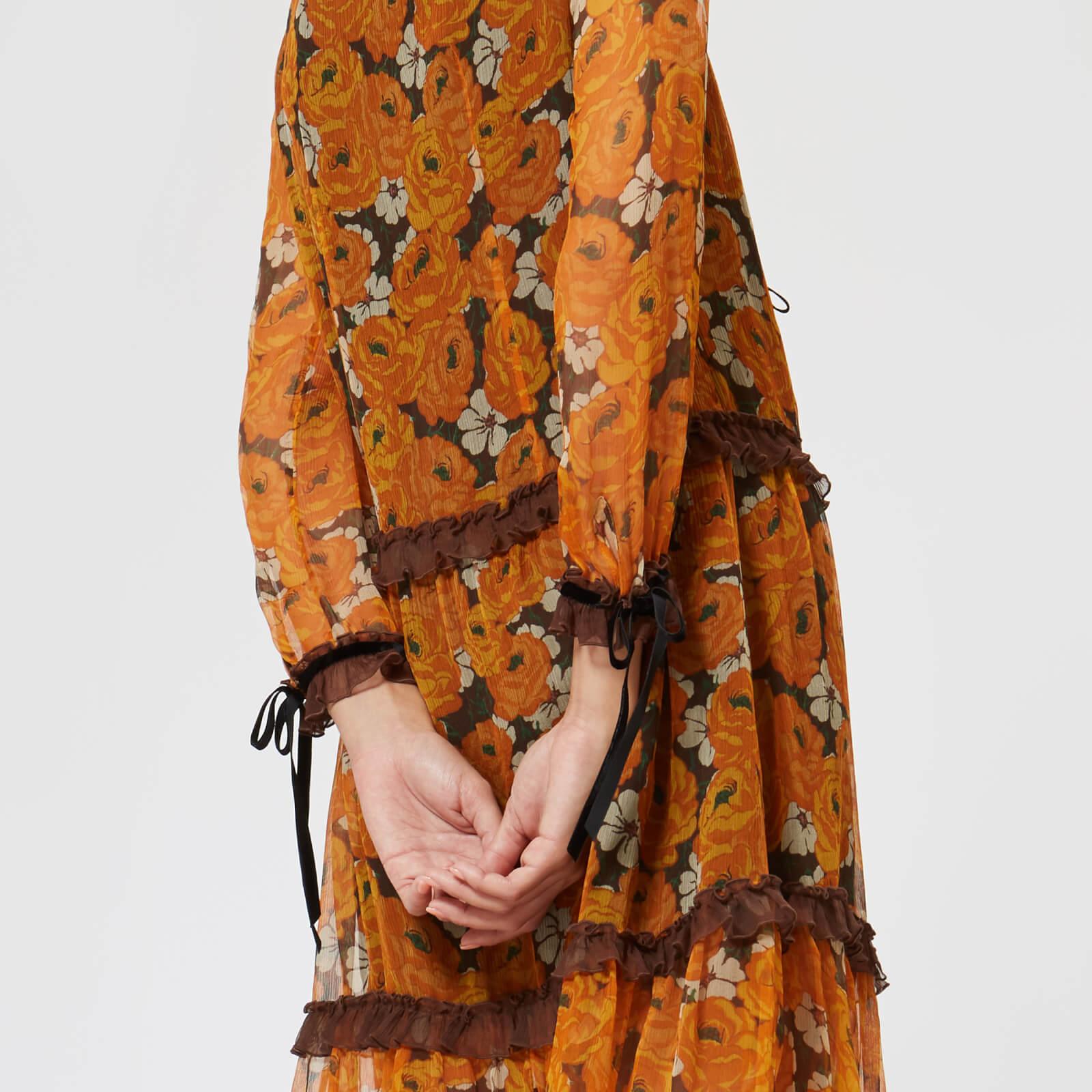 coach rose print ruffle dress