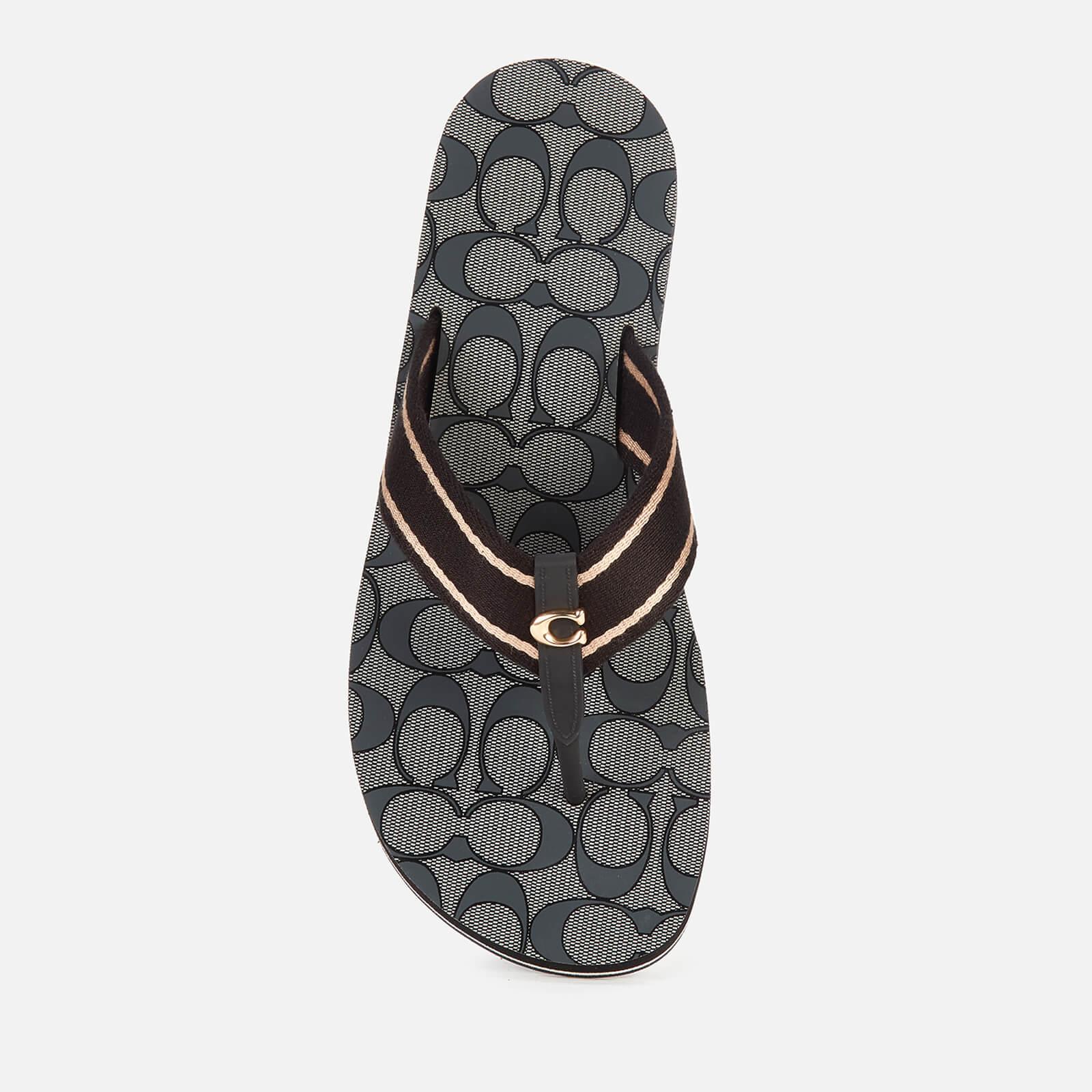 COACH Zoe Webbed Flip Flops in Black | Lyst