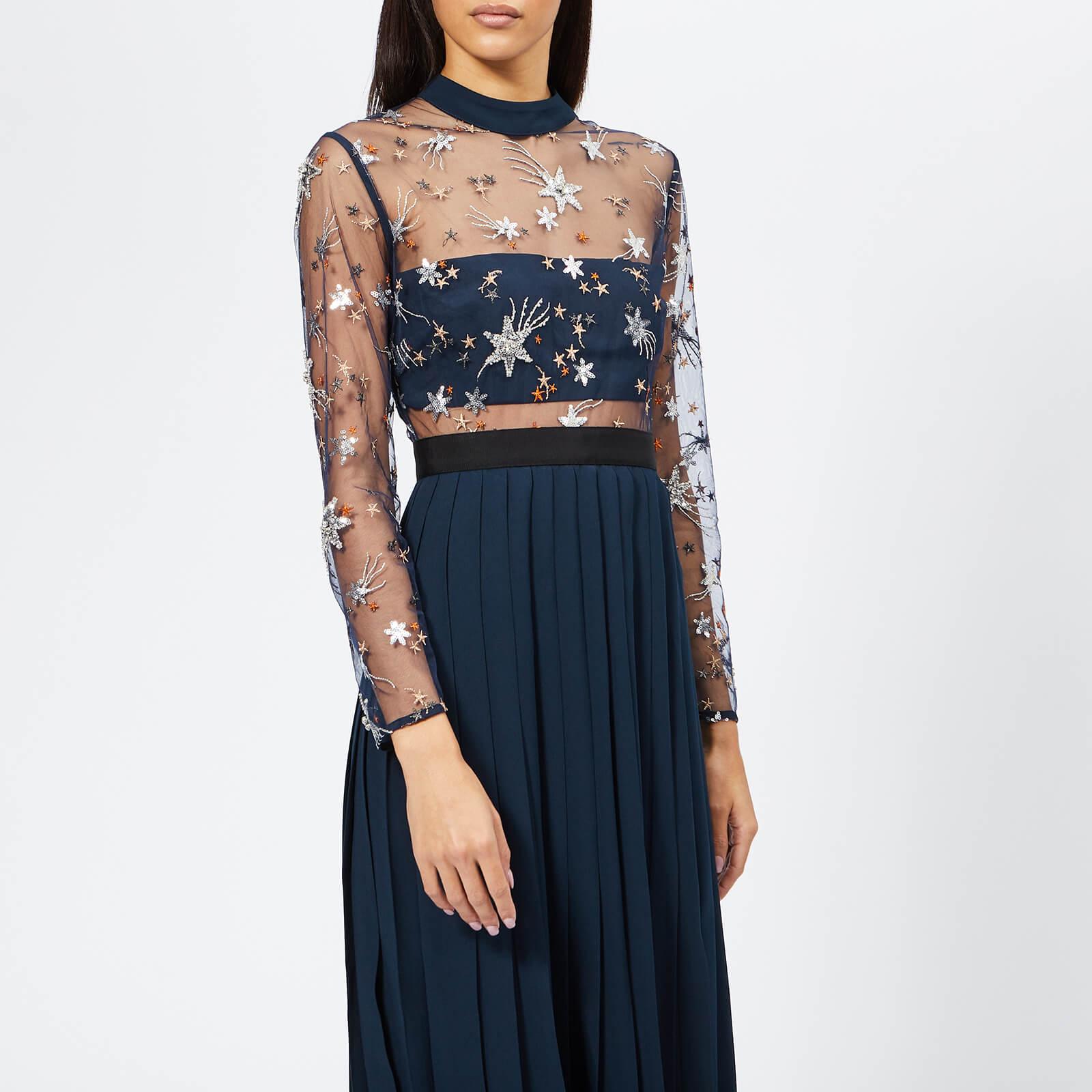 Self-Portrait Star Tulle Embellished Maxi Dress in Navy (Blue) - Lyst