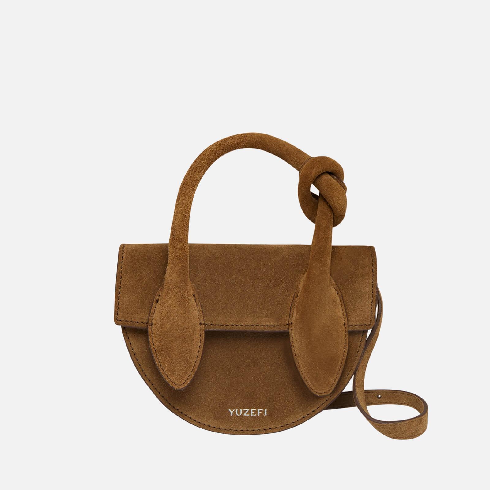 Yuzefi Pretzel Crossbody Suede Bag in Brown Lyst