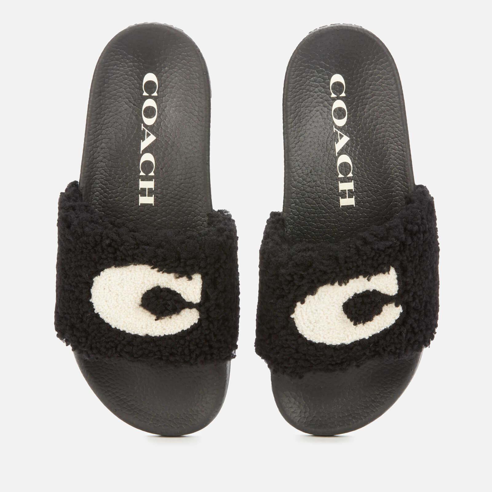 COACH Ulla Shearling Slide Sandals in Black | Lyst