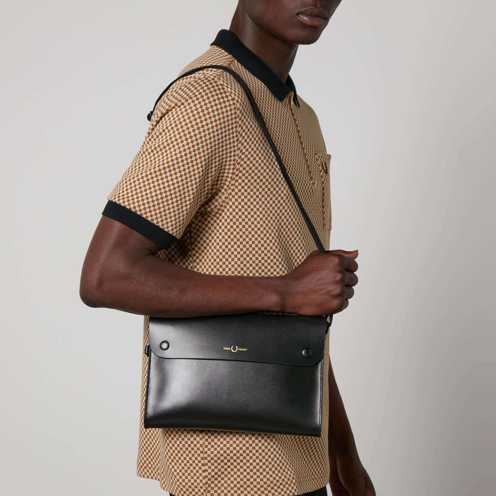 Fred Perry Burnished Leather Sacoche Messenger Bag in Black for Men | Lyst