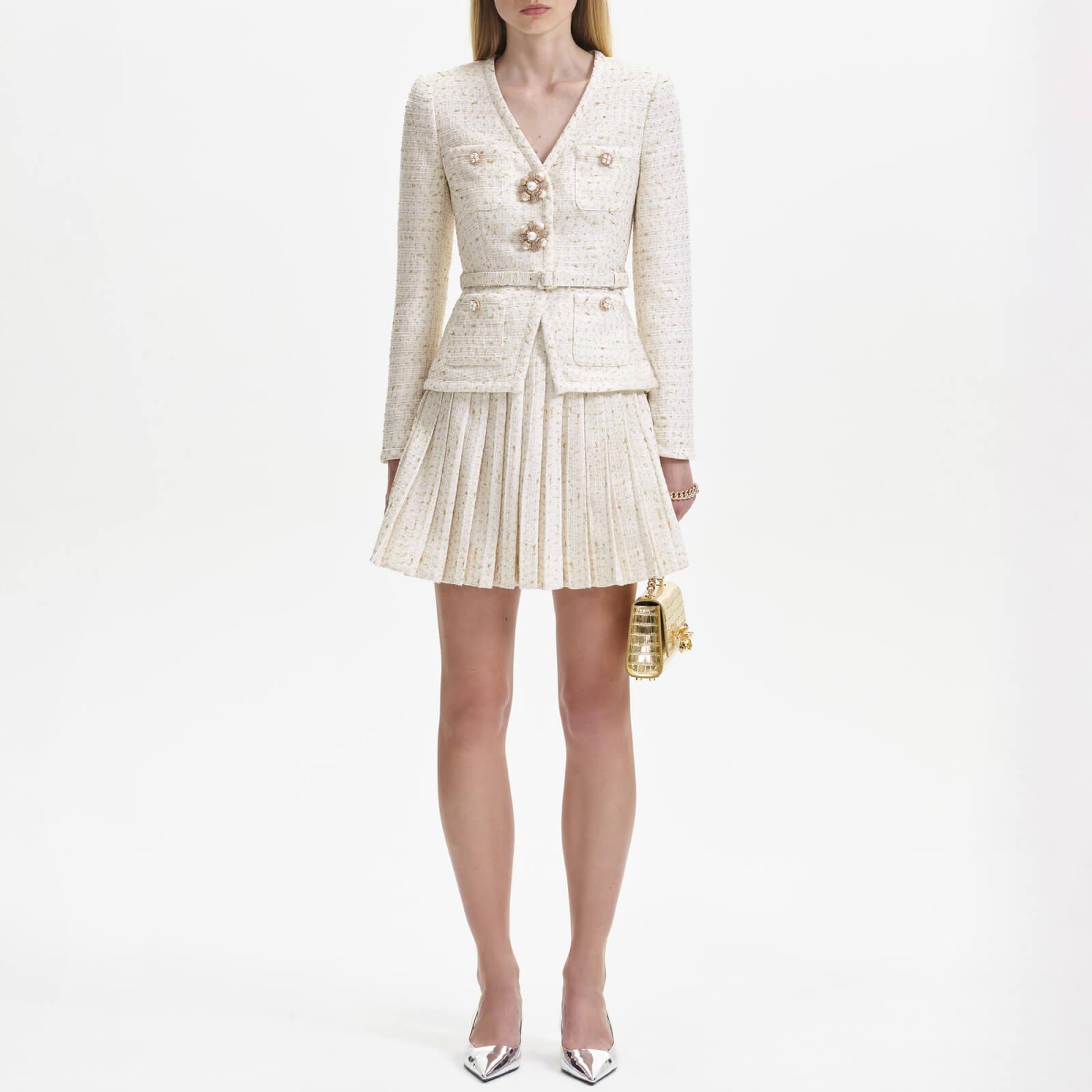SelfPortrait Cream Metallic Bouclé Mini Jacket Dress in Natural Lyst UK