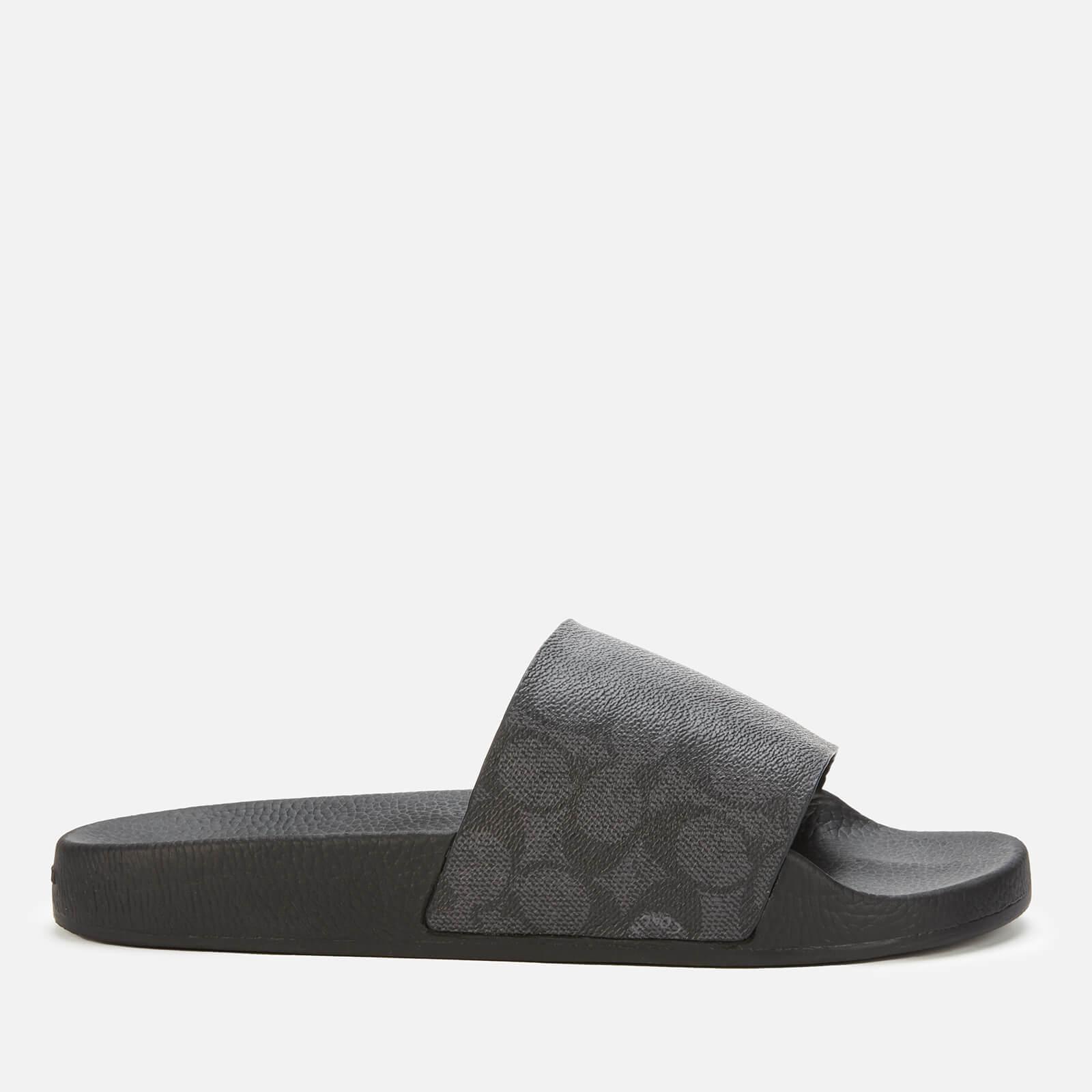COACH Signature Coated Canvas Pool Slide in Black for Men - Save 30% | Lyst