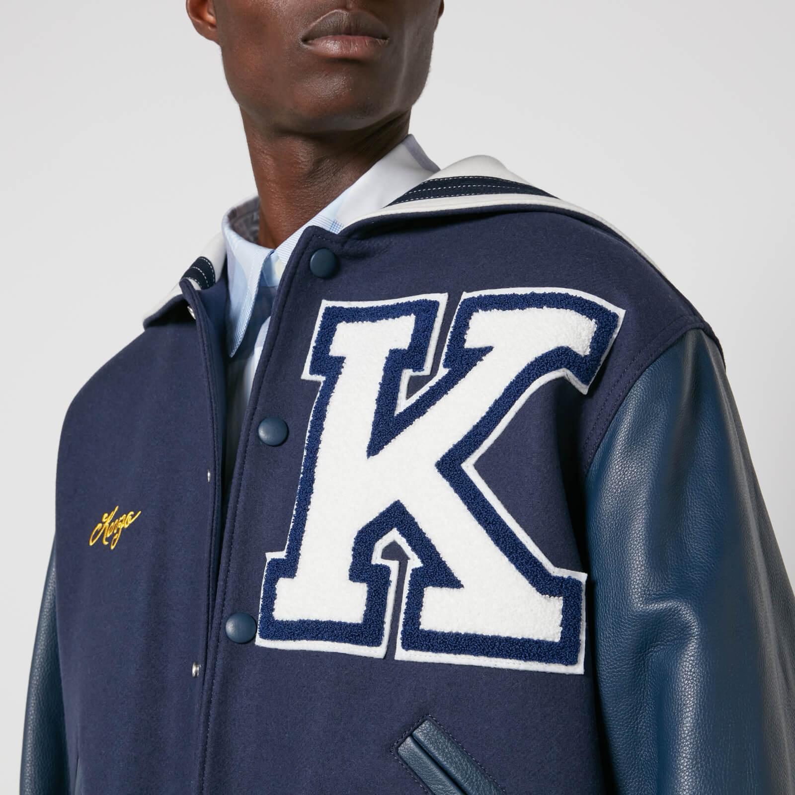 KENZO Sailor Wool And Faux Leather Varsity Jacket in Blue for Men | Lyst