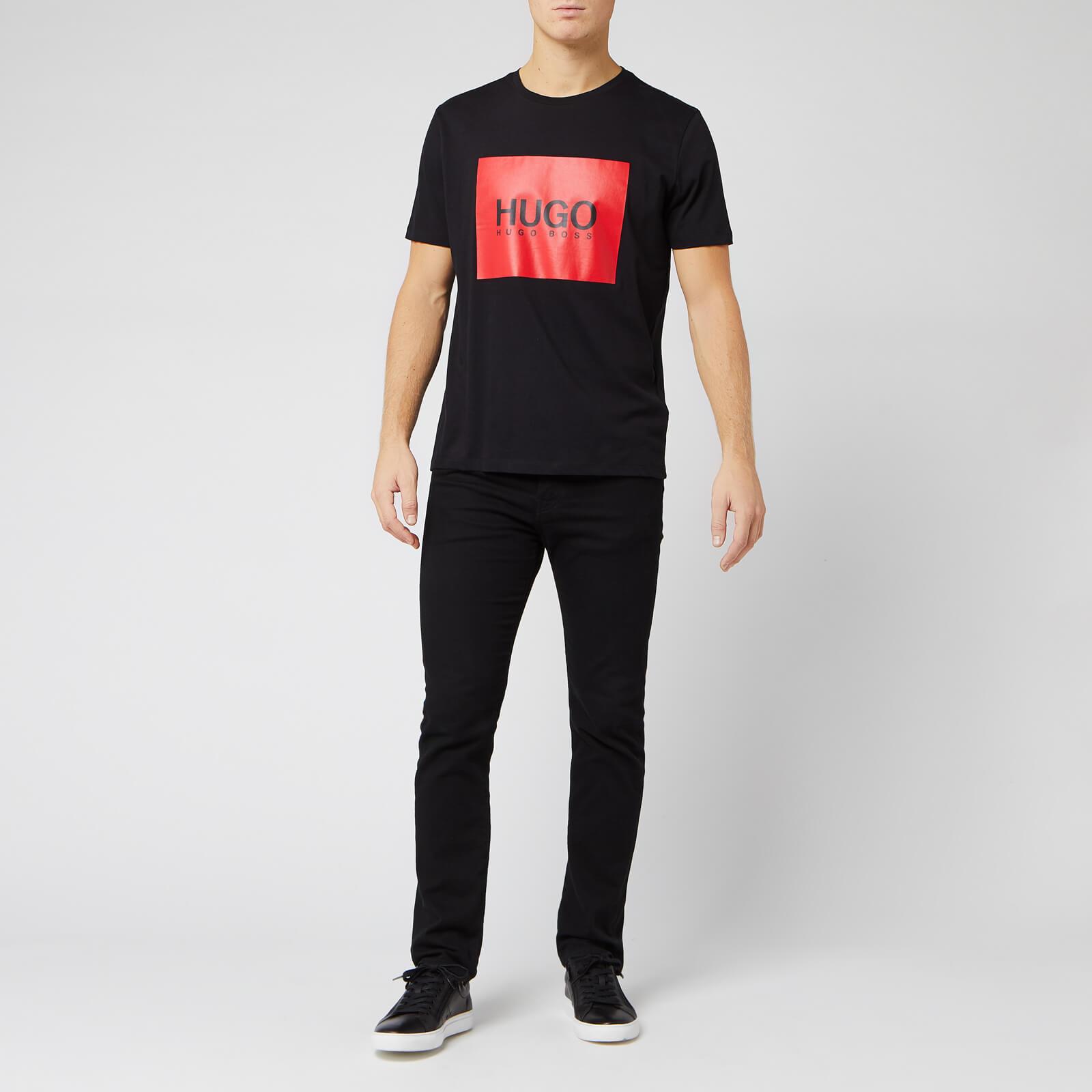 HUGO Square Logo T Shirt in Black for 