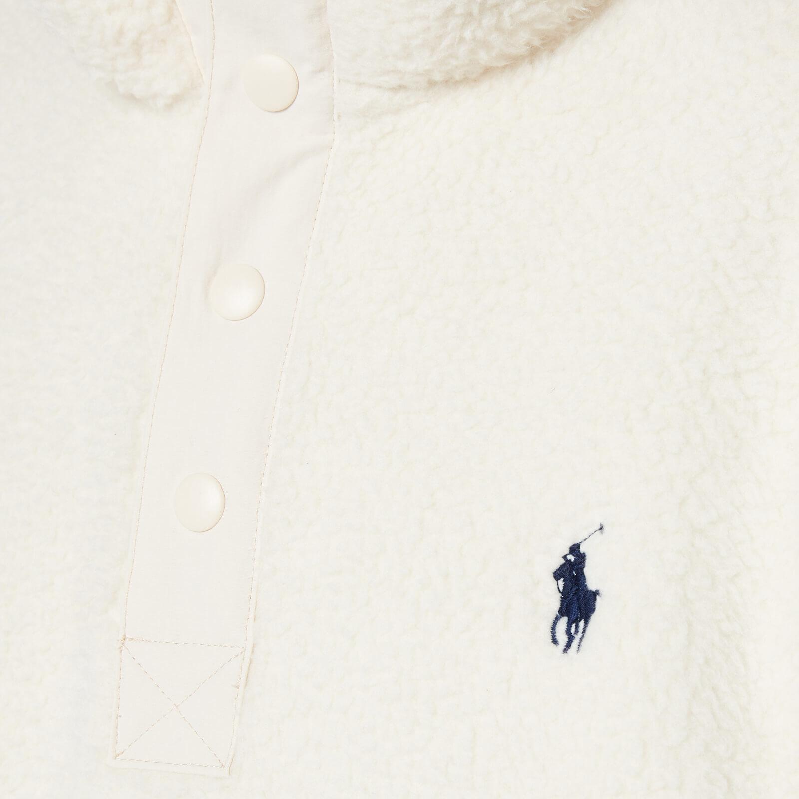 Polo Ralph Lauren player logo vintage fleece button neck sweatshirt in  winter cream