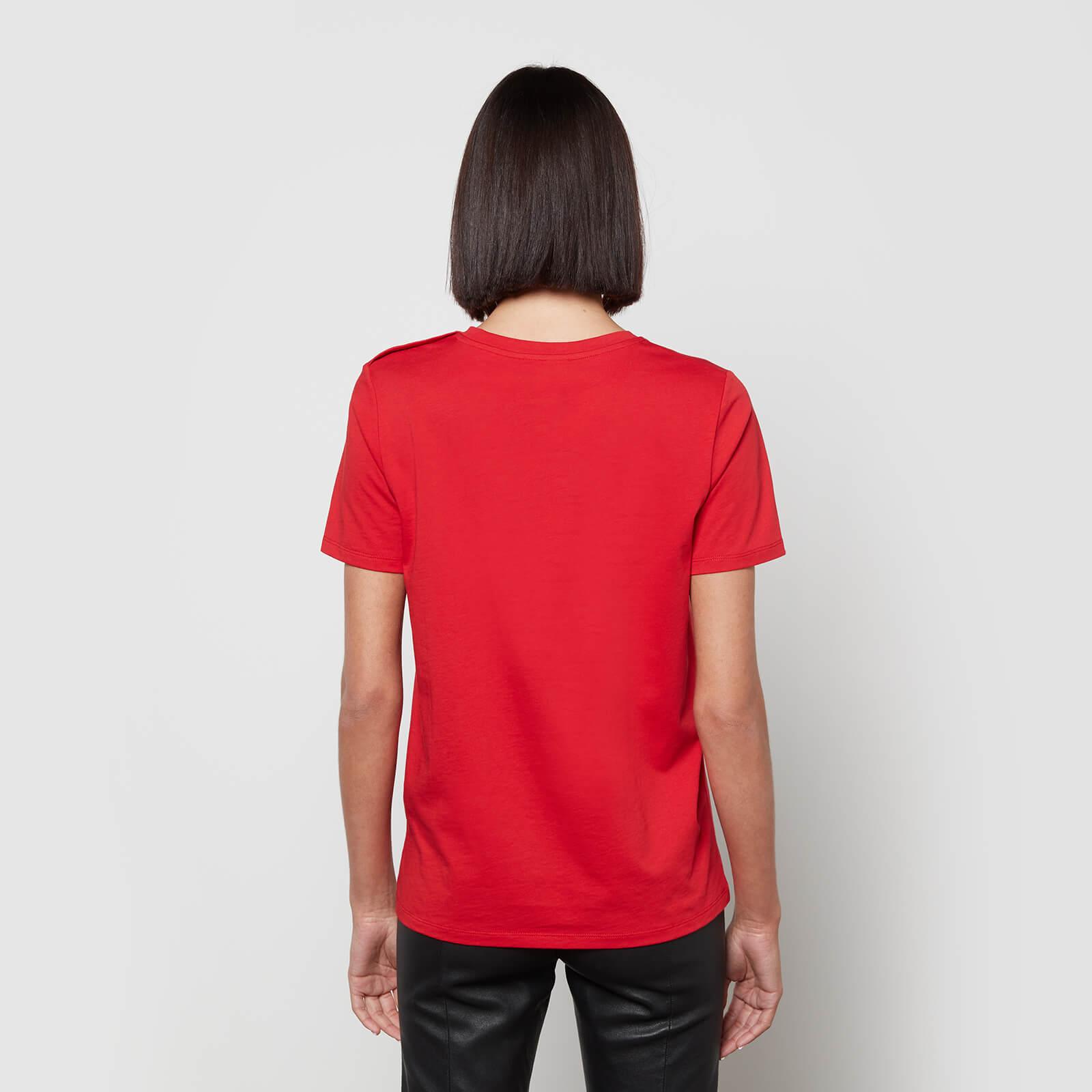 Balmain Short Sleeve 3 Button Printed T-shirt in Red | Lyst