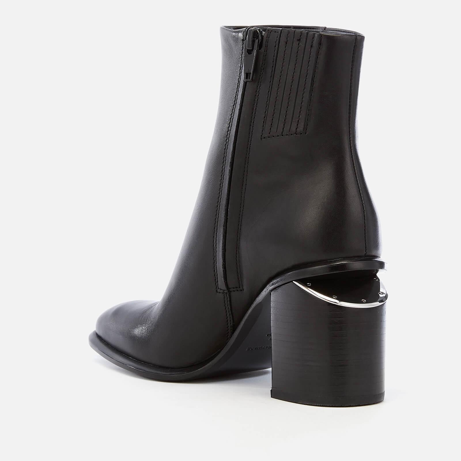 Alexander Wang Leather Anna Mid Heel Booties in Black/Silver (Black) - Lyst