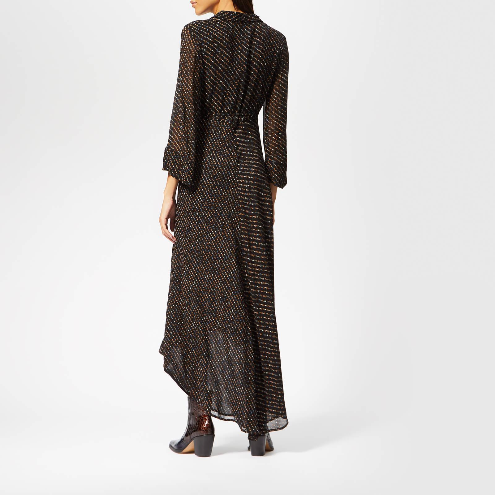 Ganni Synthetic Mullin Georgette Wrap Dress in Black - Lyst