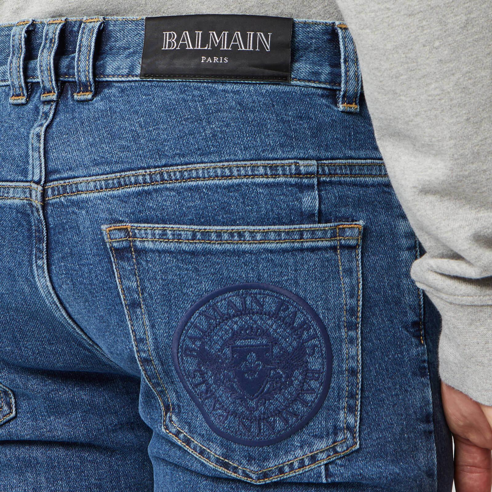 Balmain Slim Coin Back Pocket Jeans in Blue for Men | Lyst