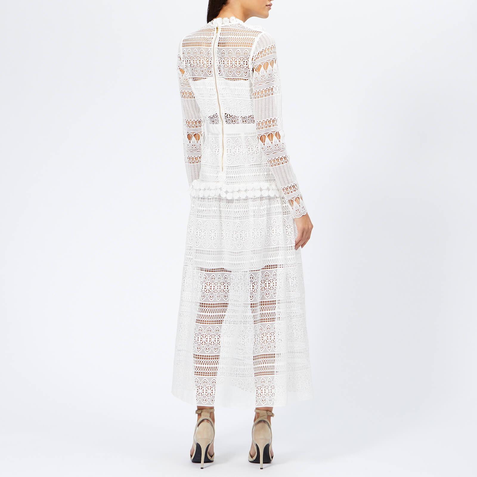 self portrait spiral lace paneled midi dress