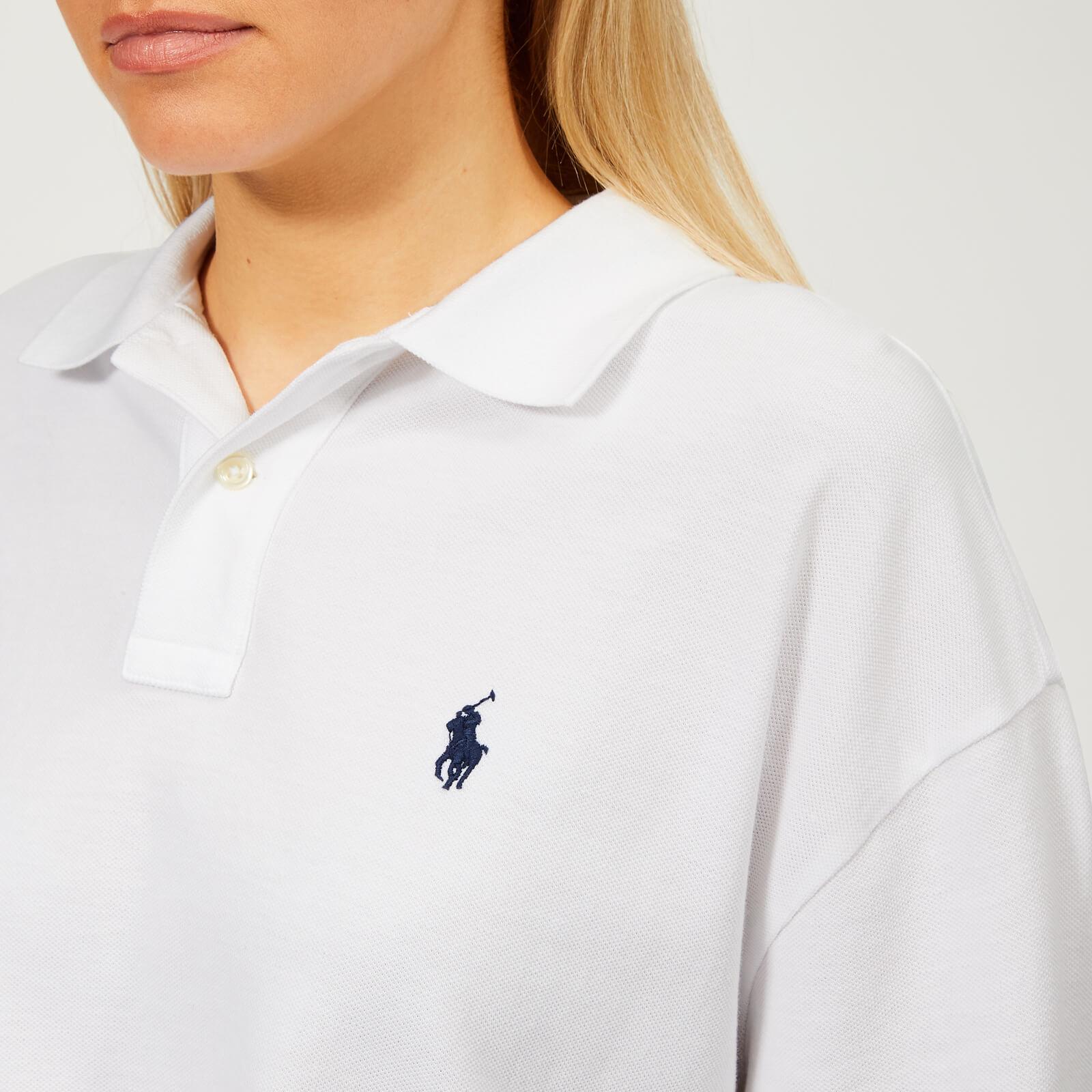 Polo Ralph Lauren Cotton Oversized Long Sleeve Polo Shirt in White | Lyst