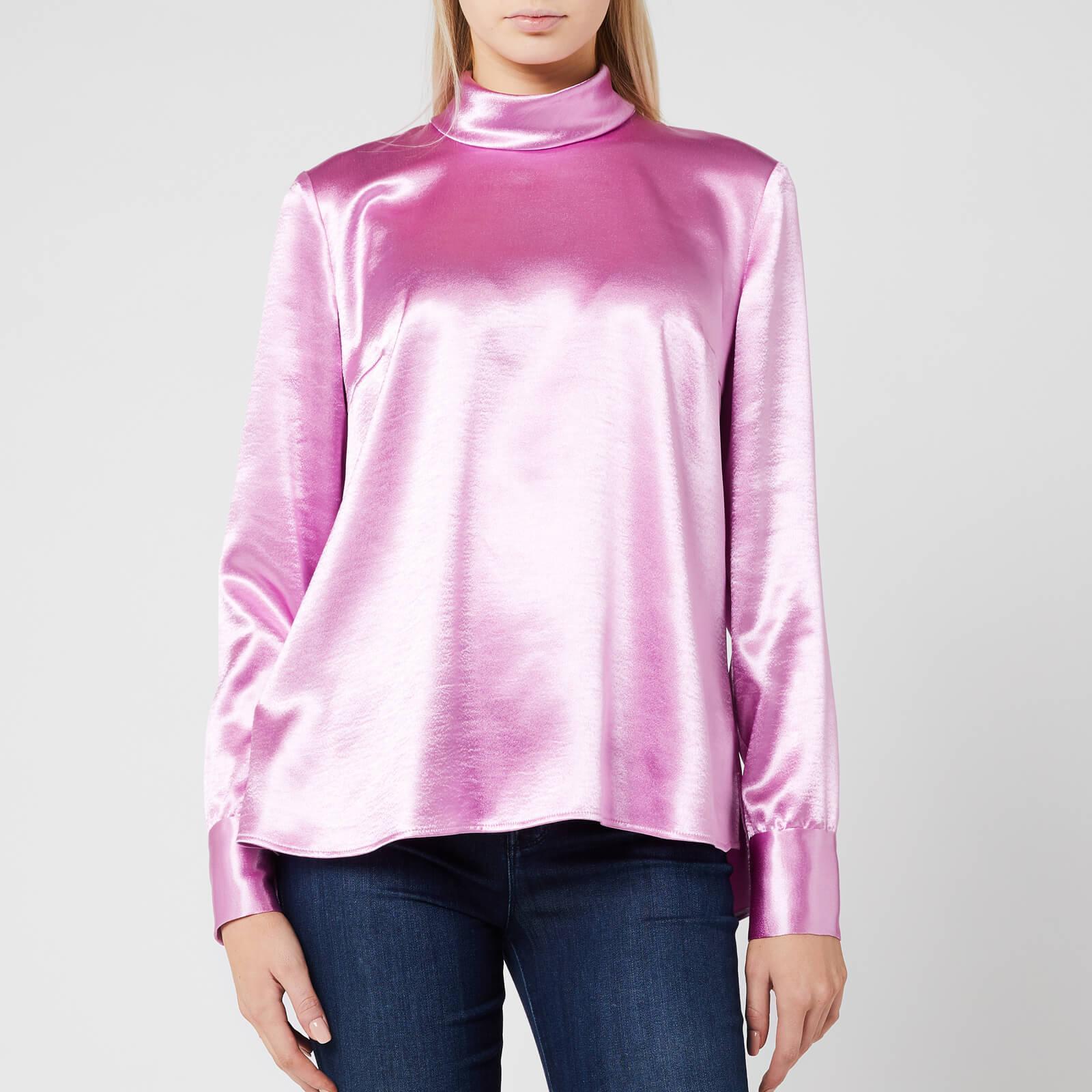 pink satin long sleeve top