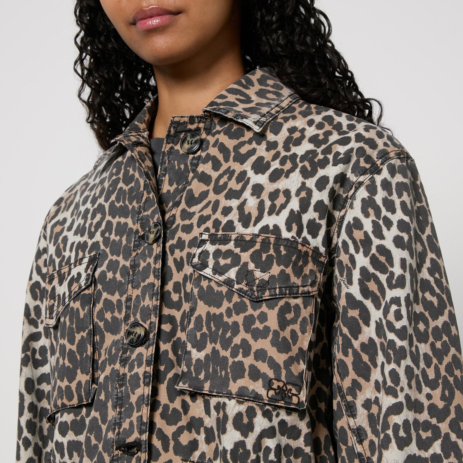 ジャケット GANNI LEOPARD COTTON CANVAS JACKET Almond Milk Leopard Cotton Canvas Jacket | GANNI US