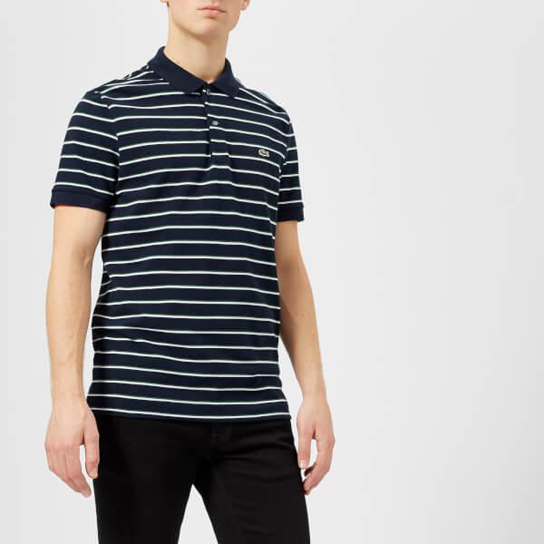 Lacoste Mens Short Sleeve Regular Fit Striped Pique Polo Shirt 