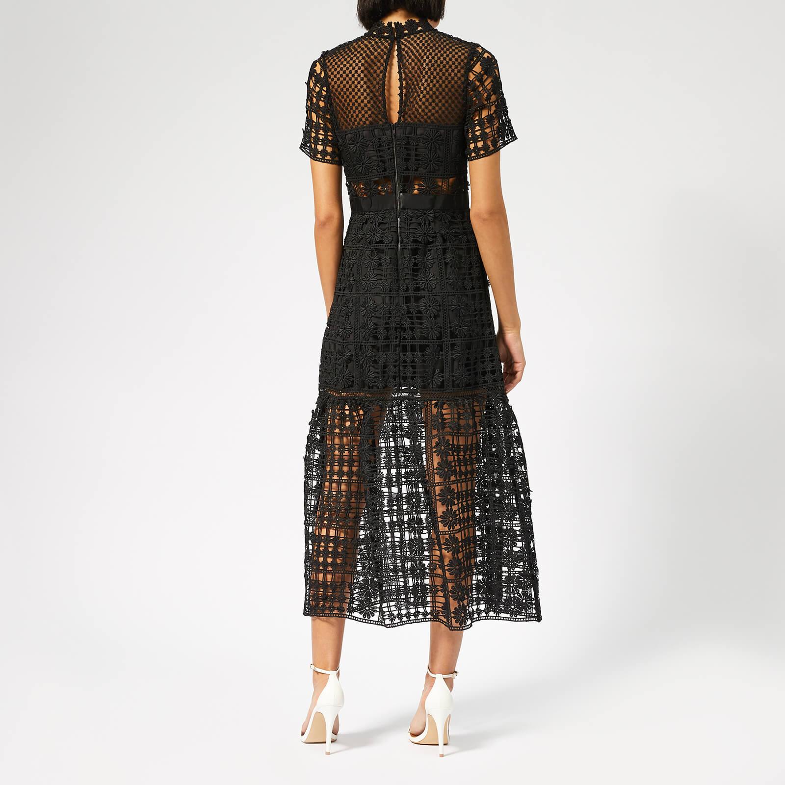 self portrait red floral lattice lace dress