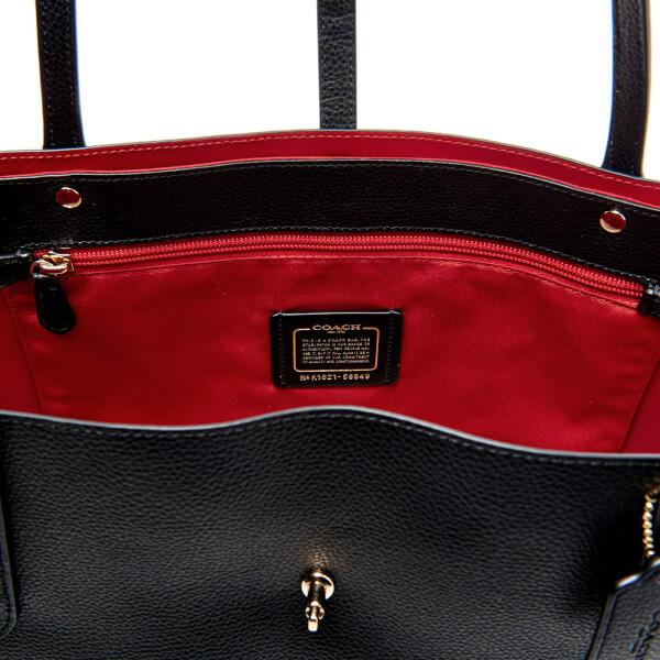 coach black and red tote