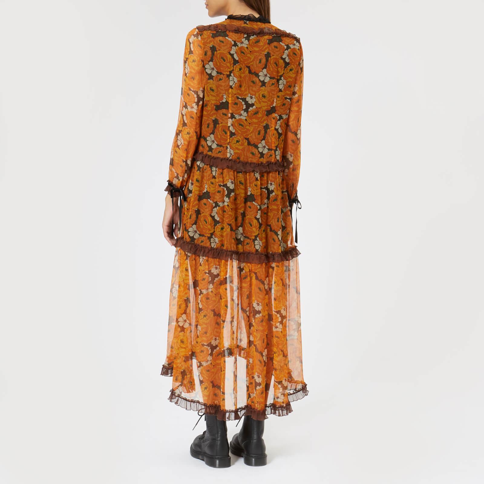 coach rose print ruffle dress