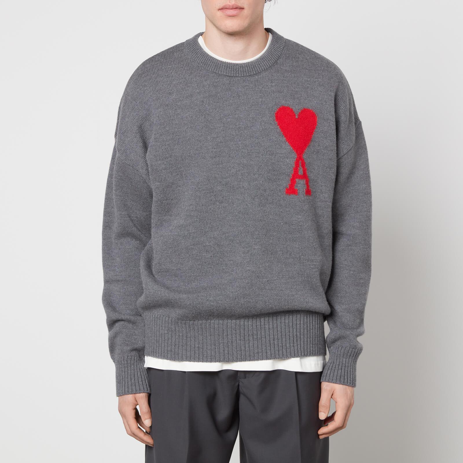 Ami Paris De Coeur Wool Jumper in Gray for Men | Lyst