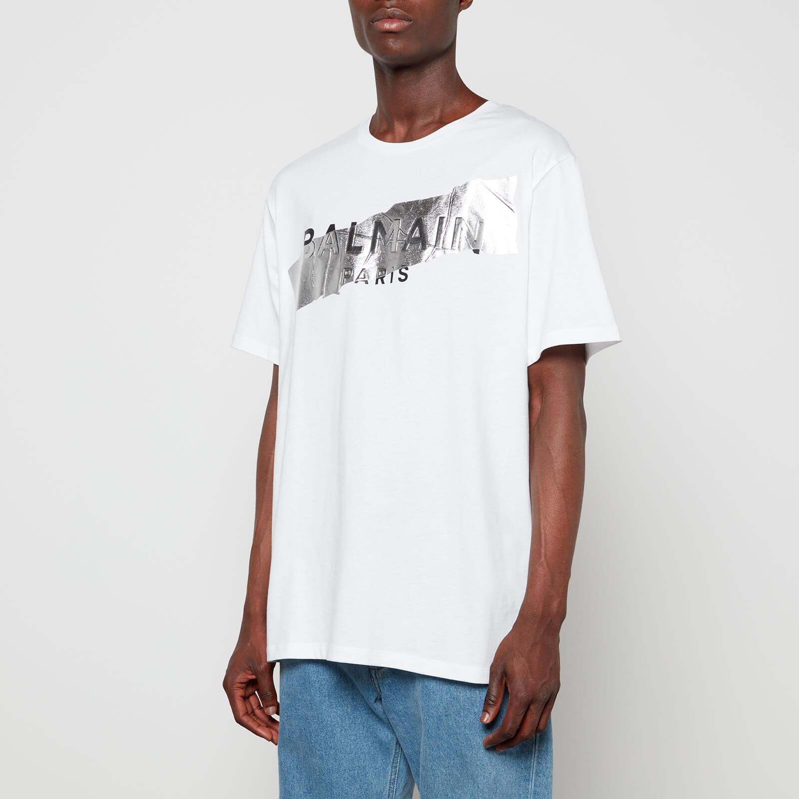 Balmain Silver Tape T-shirt in White for Men Lyst