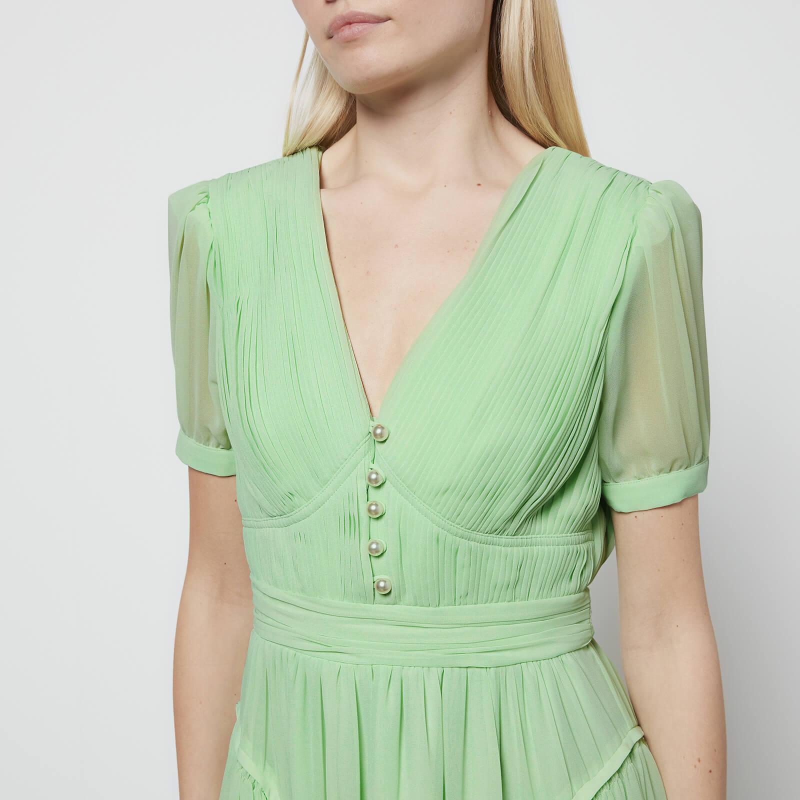 Self-Portrait Spearmint Chiffon Midi Dress in Green | Lyst