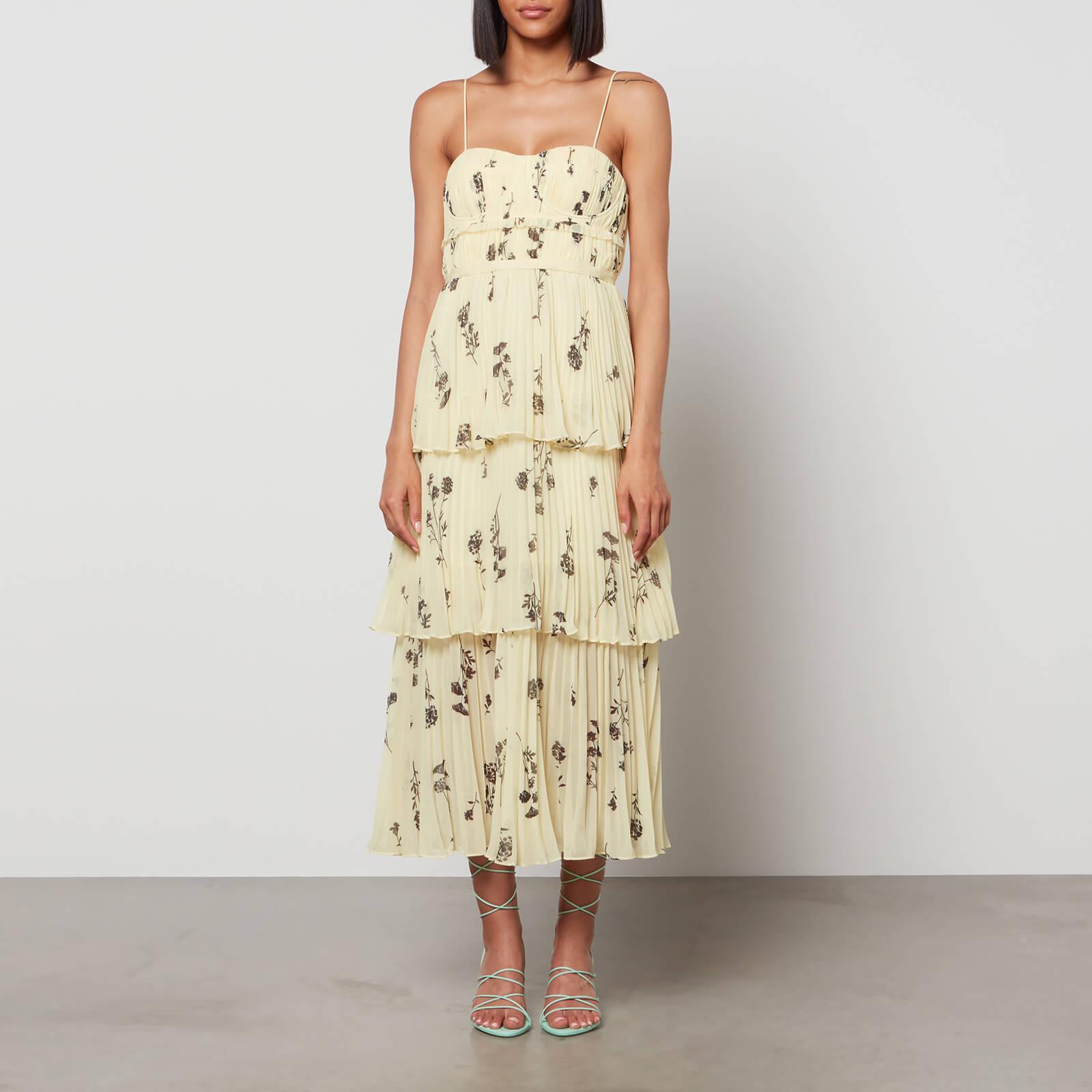 Self-Portrait Yellow Floral Silhouette Tiered Midi Dress | Lyst
