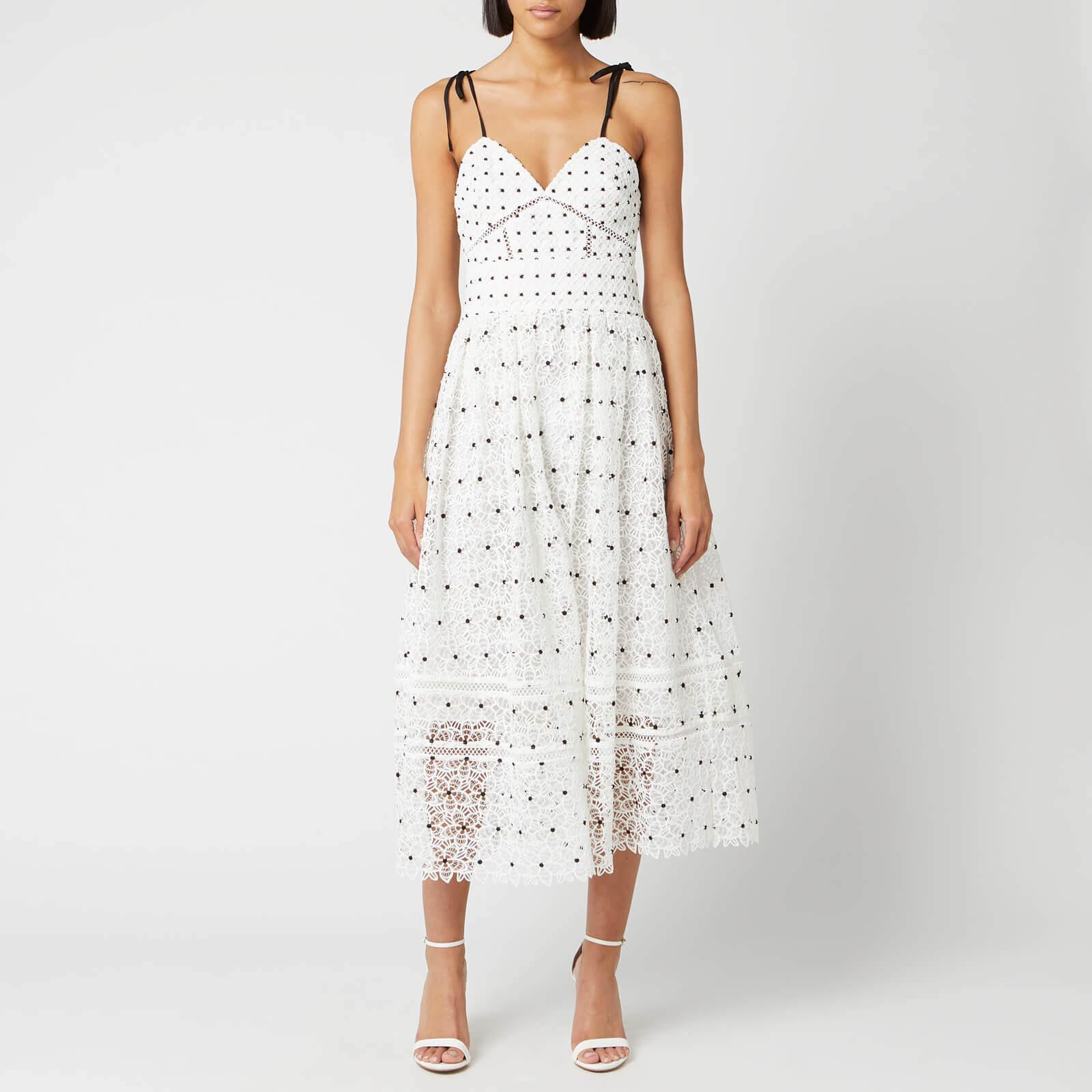 floral guipure midi dress