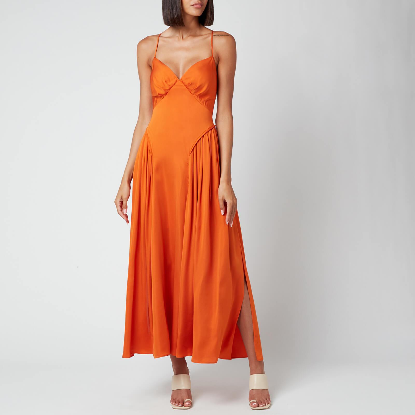 Burnt Orange Tie Bodice Midi Dress | Lyst