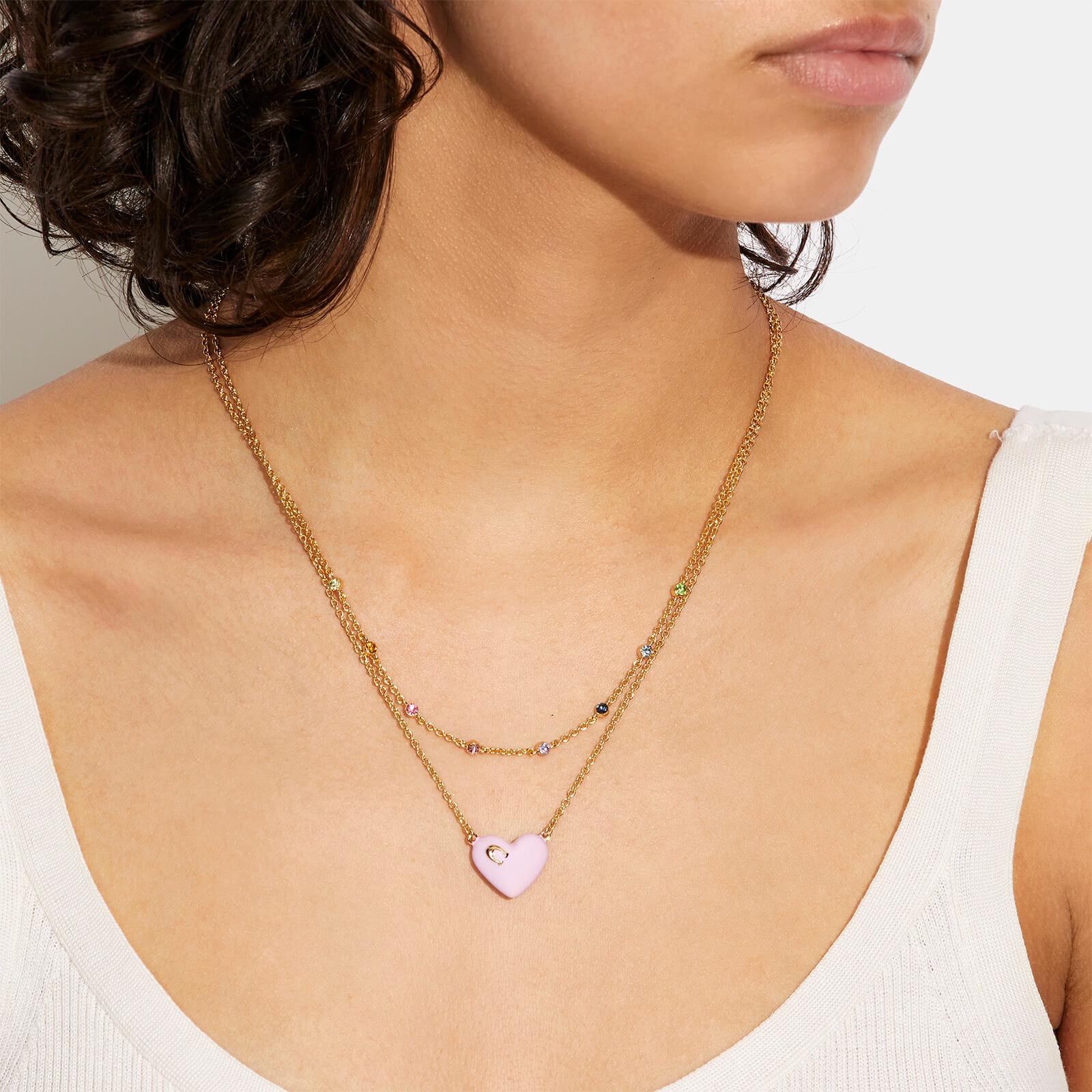 COACH Enamel C Heart Double Chain 