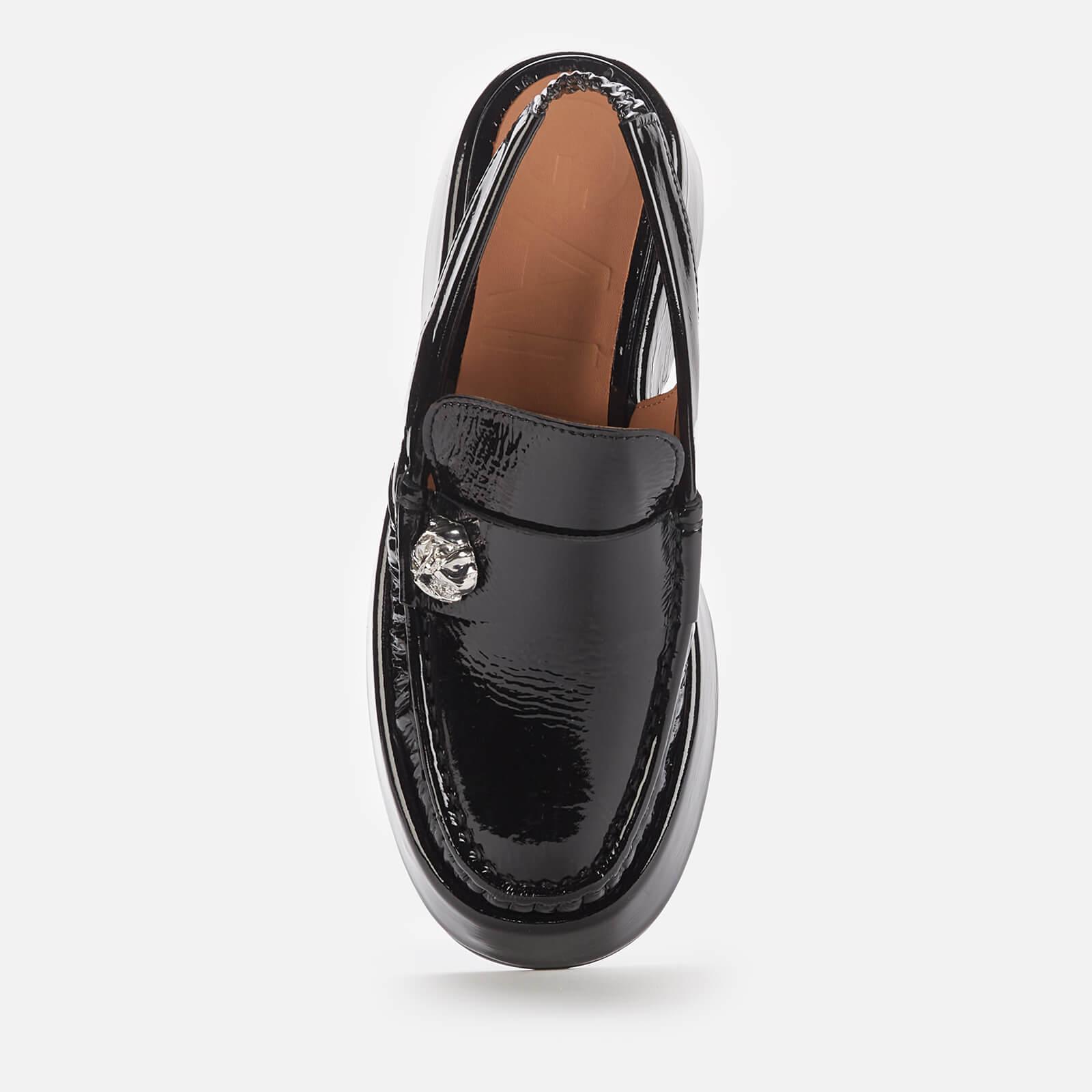 black leather chunky loafers