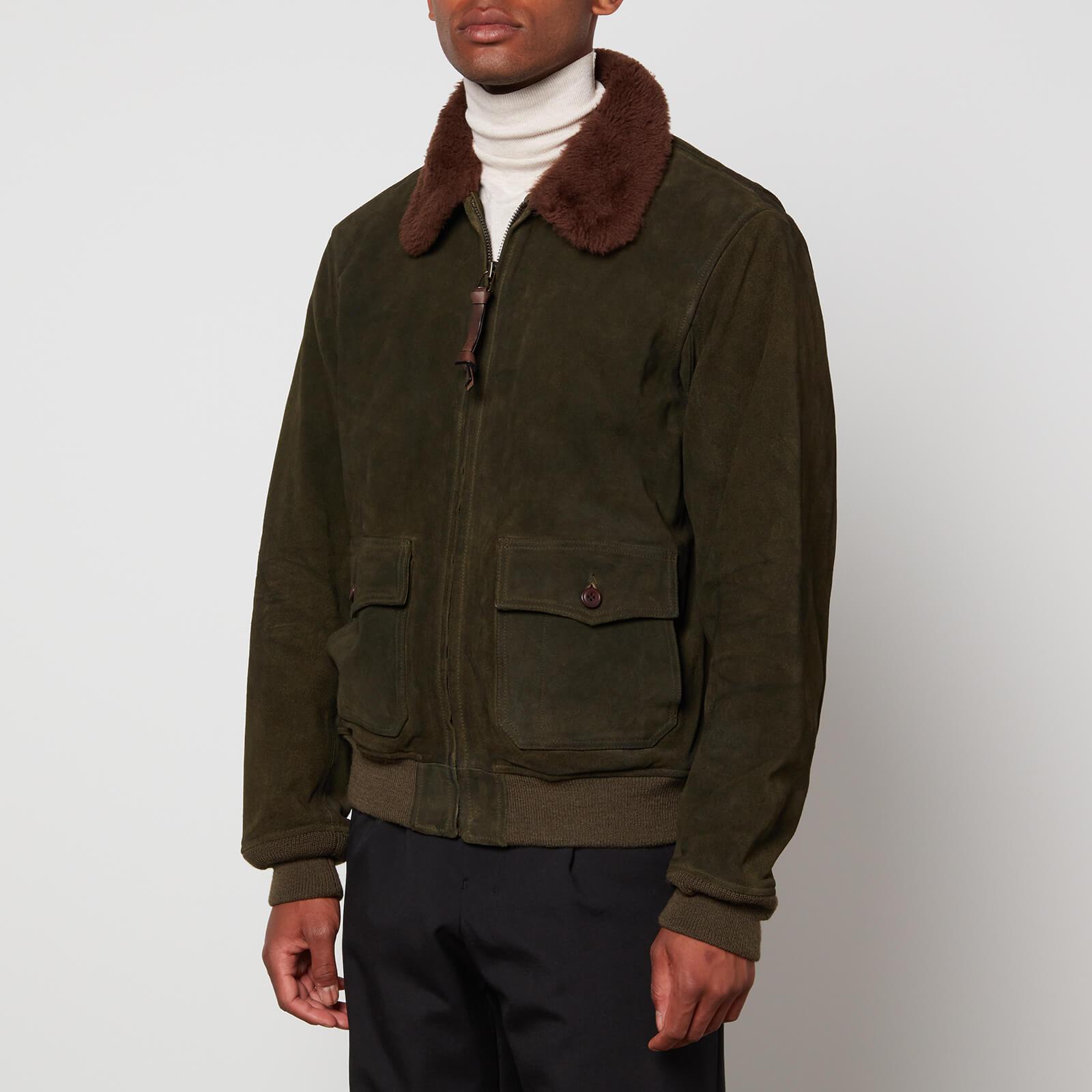 Polo Ralph Lauren Suede Bomber Jacket in Green for Men | Lyst