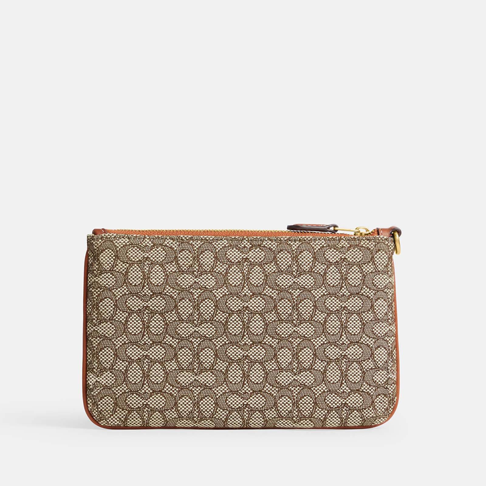 Coach, Bags, Coach Signature Logo Brown Wristlet Mini Bag