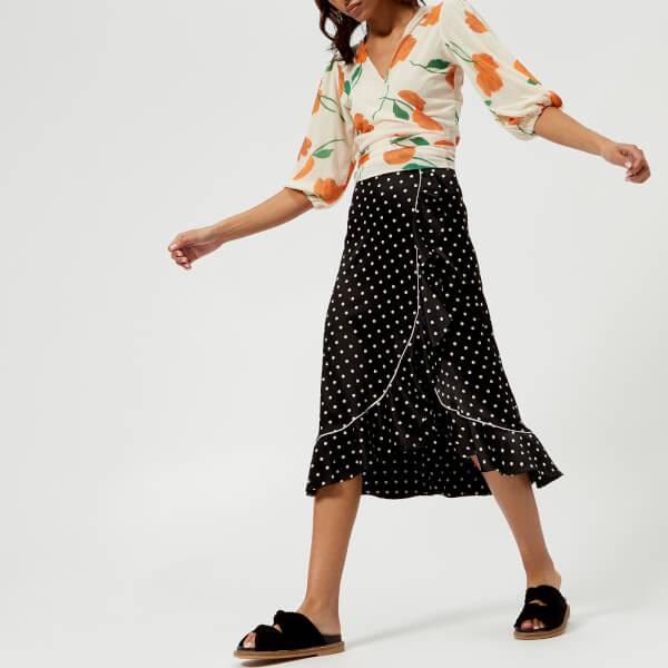 ganni dufort silk wrap dress