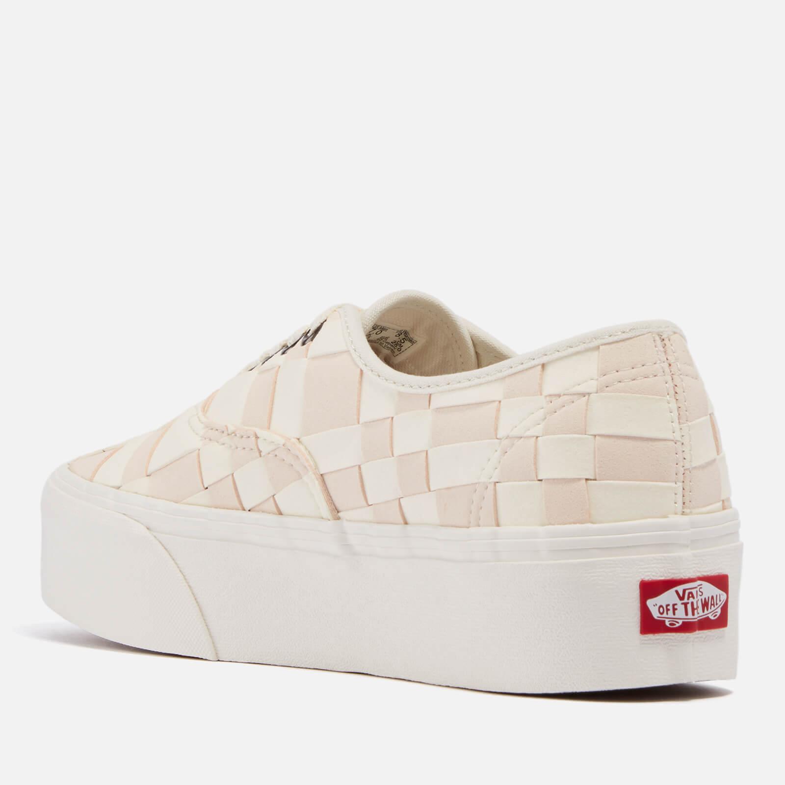 Vans Woven Check Authentic Stackform Faux Suede Trainers in White | Lyst