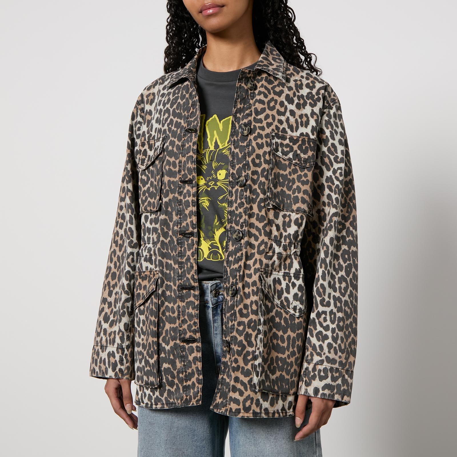 Ganni Leopard-Print Canvas Jacket in Gray | Lyst