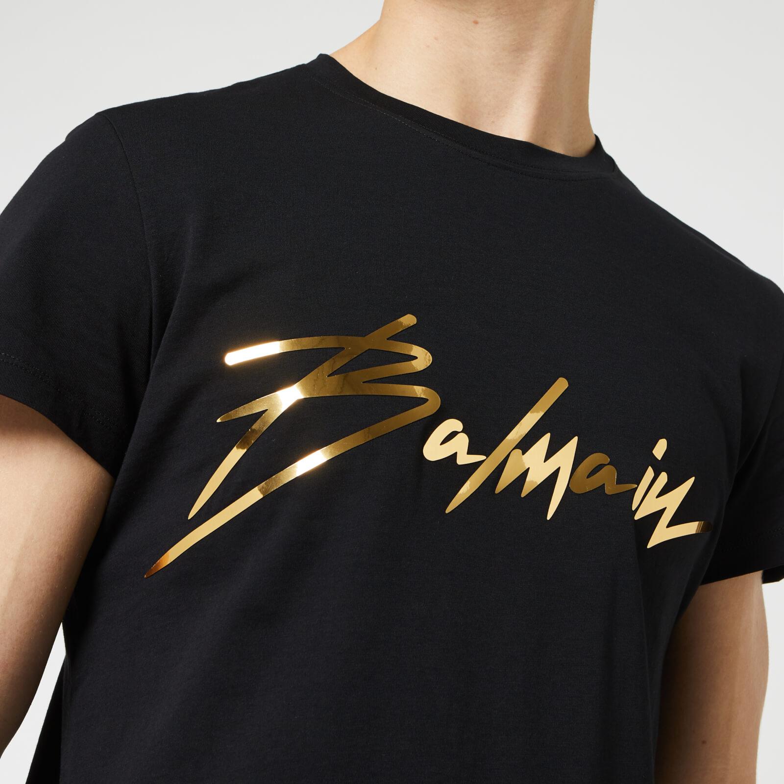 Balmain Cotton Signature T-shirt in Black for Men | Lyst