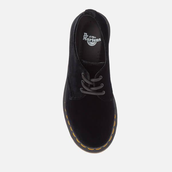 dr martens black 1461 pascal velvet flat shoes