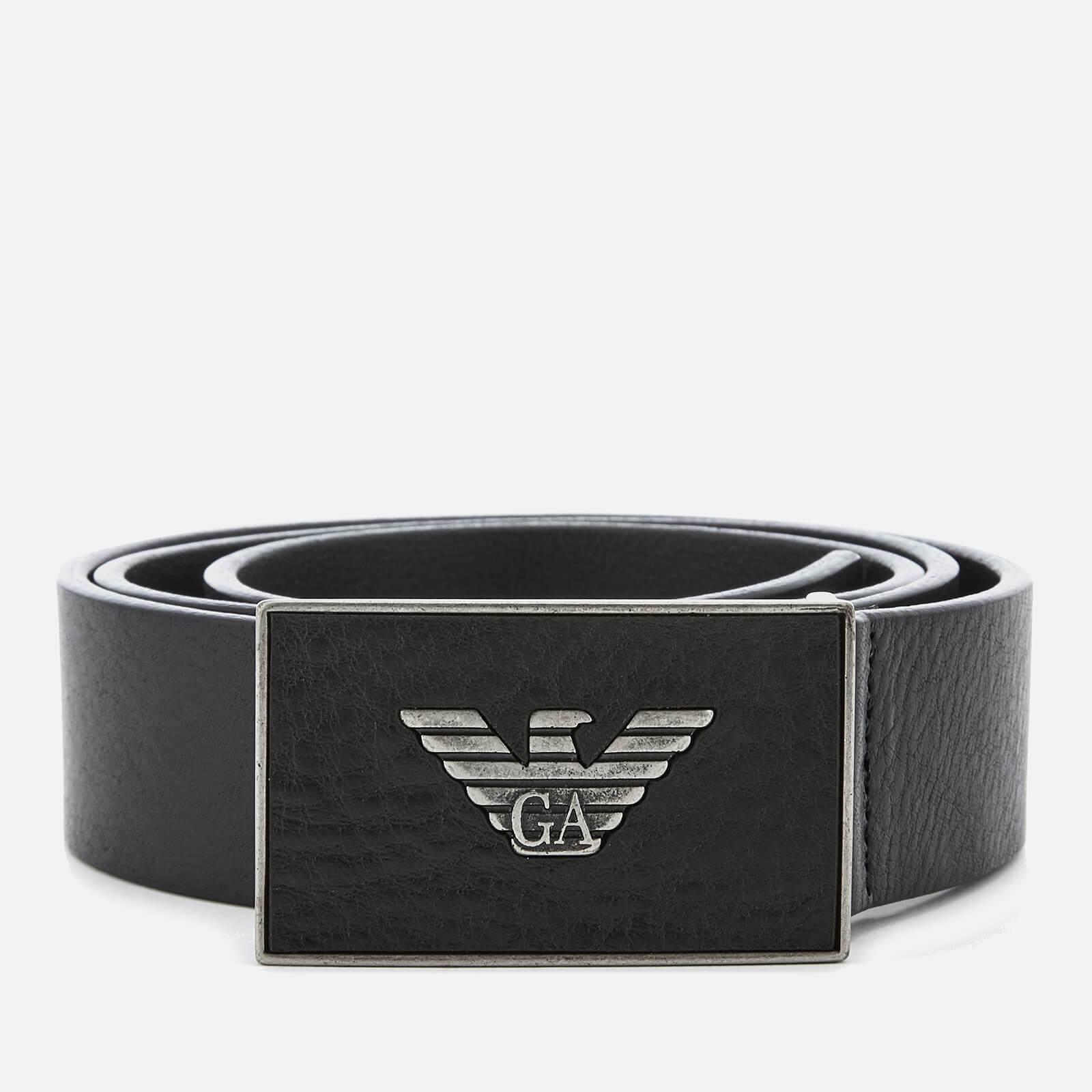 Emporio Armani Leather Plate Belt in Black for Men Save 36 Lyst