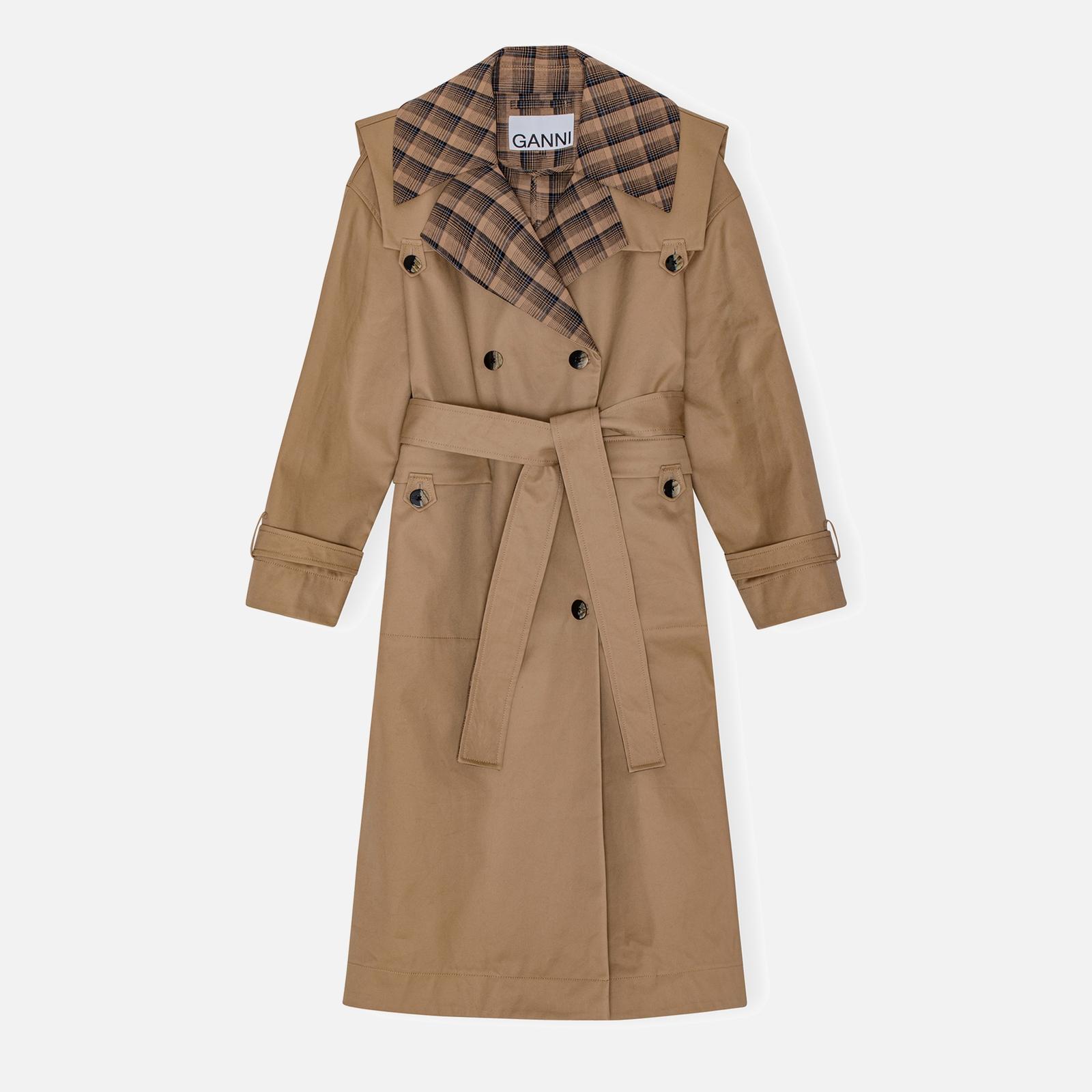 Pressure Vessels Vintage Check Panel Cotton Gabardine Trench Coat