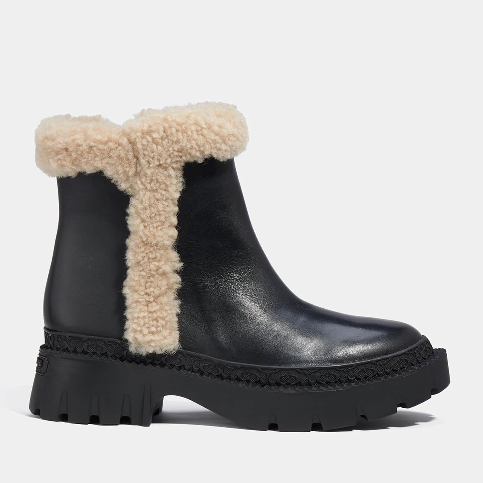 COACH Jane Leather And Shearling Chelsea Boots in Black | Lyst
