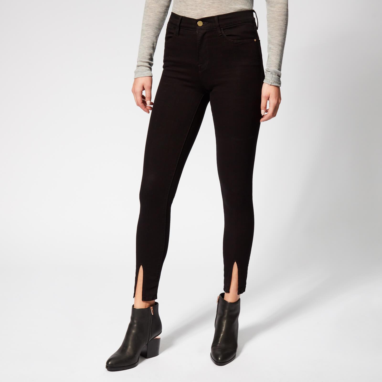 red and black split jeans