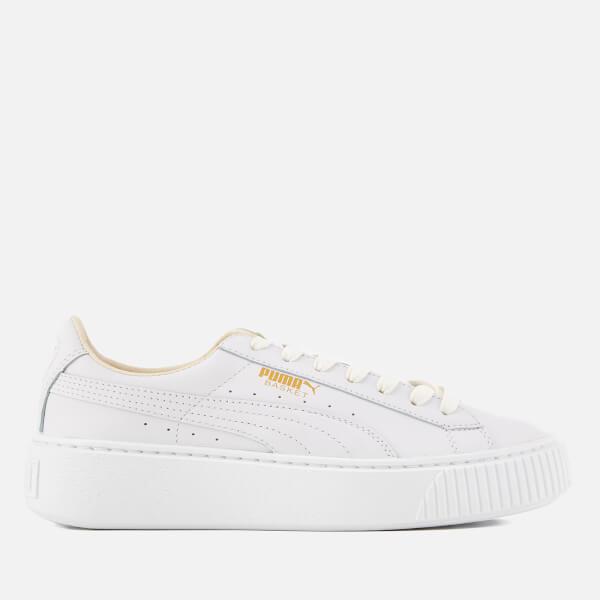 puma basket platform core white gold