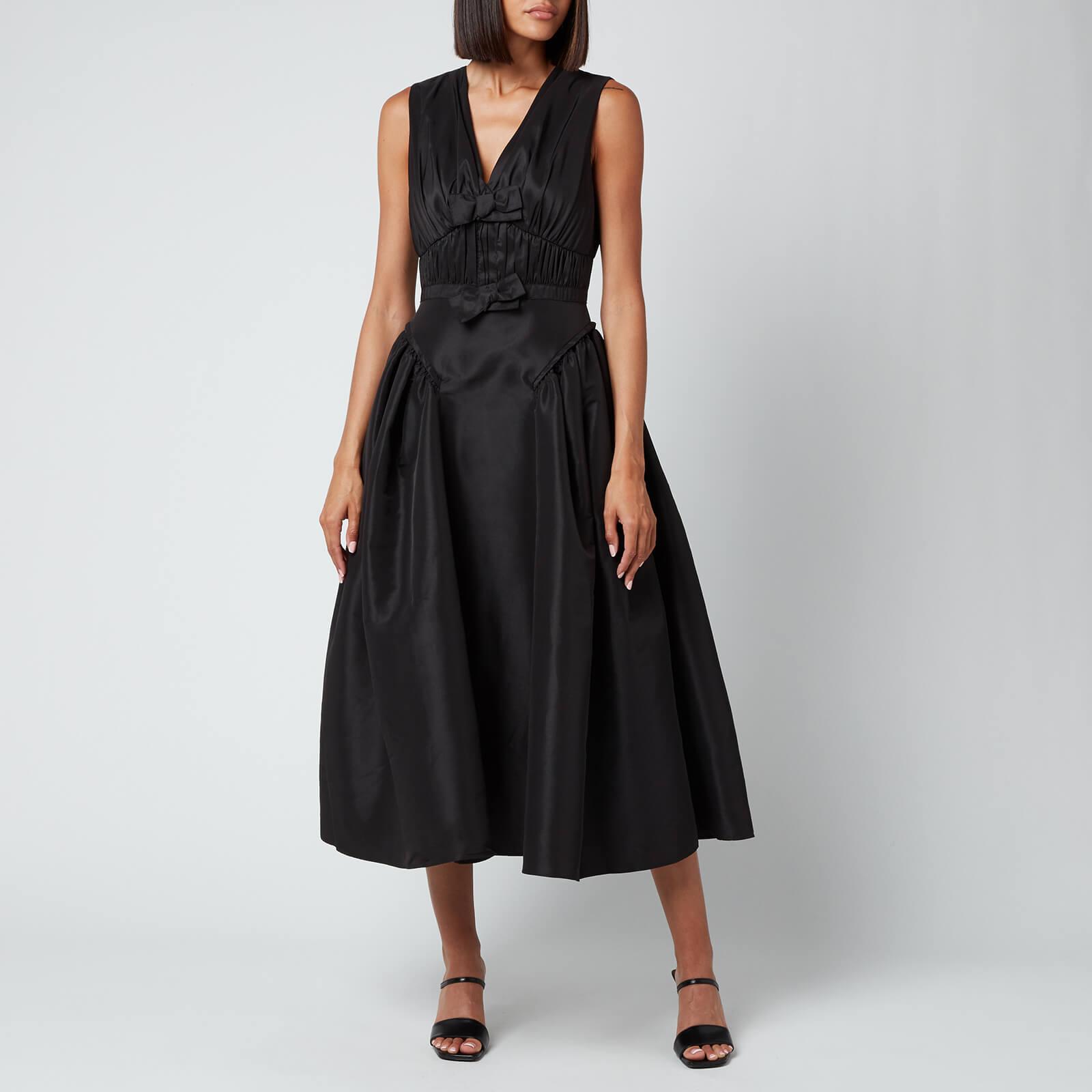 Self-Portrait Black Bow Detail Midi Dress | Lyst