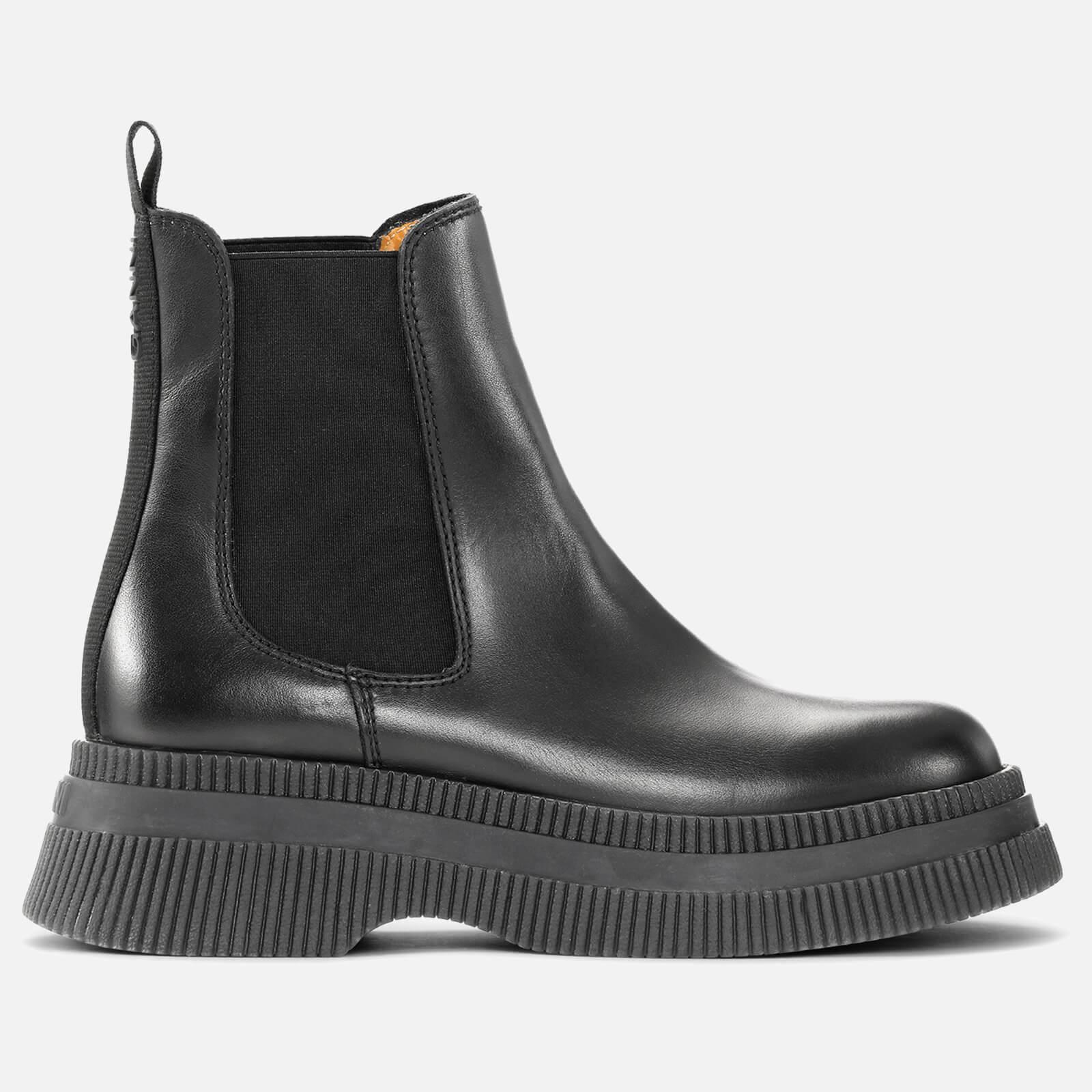 Ganni Leather Creeper Sole Chelsea Boots in Black | Lyst