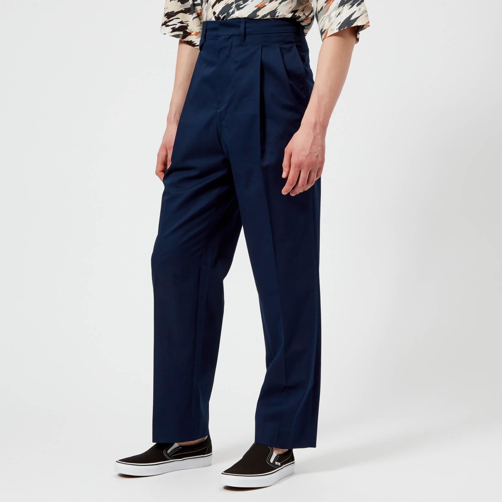 Lemaire Cotton Two Pleated Trousers in Blue for Men - Lyst