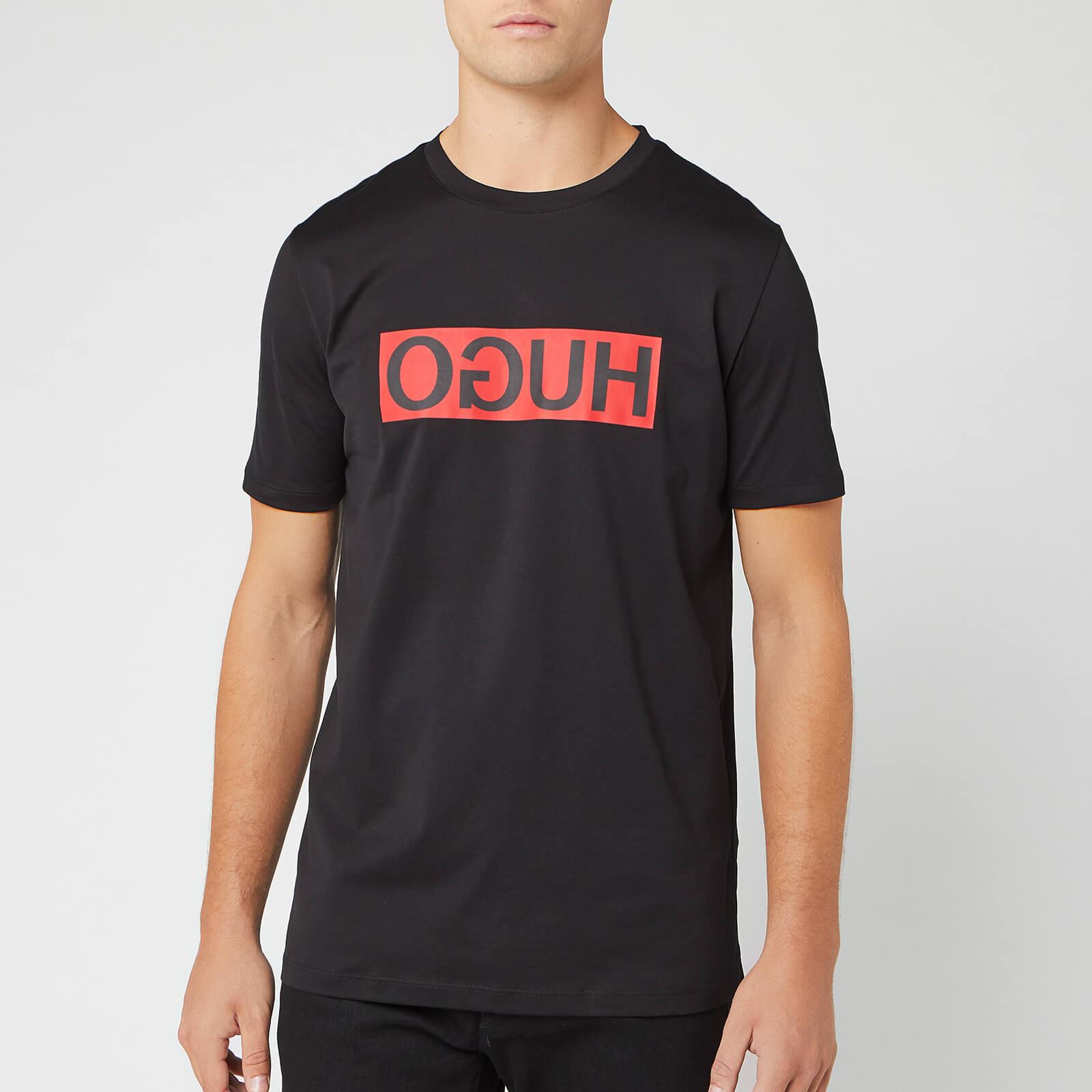 HUGO Cotton Dicagolino Reverse Logo T-shirt in Black for Men - Lyst